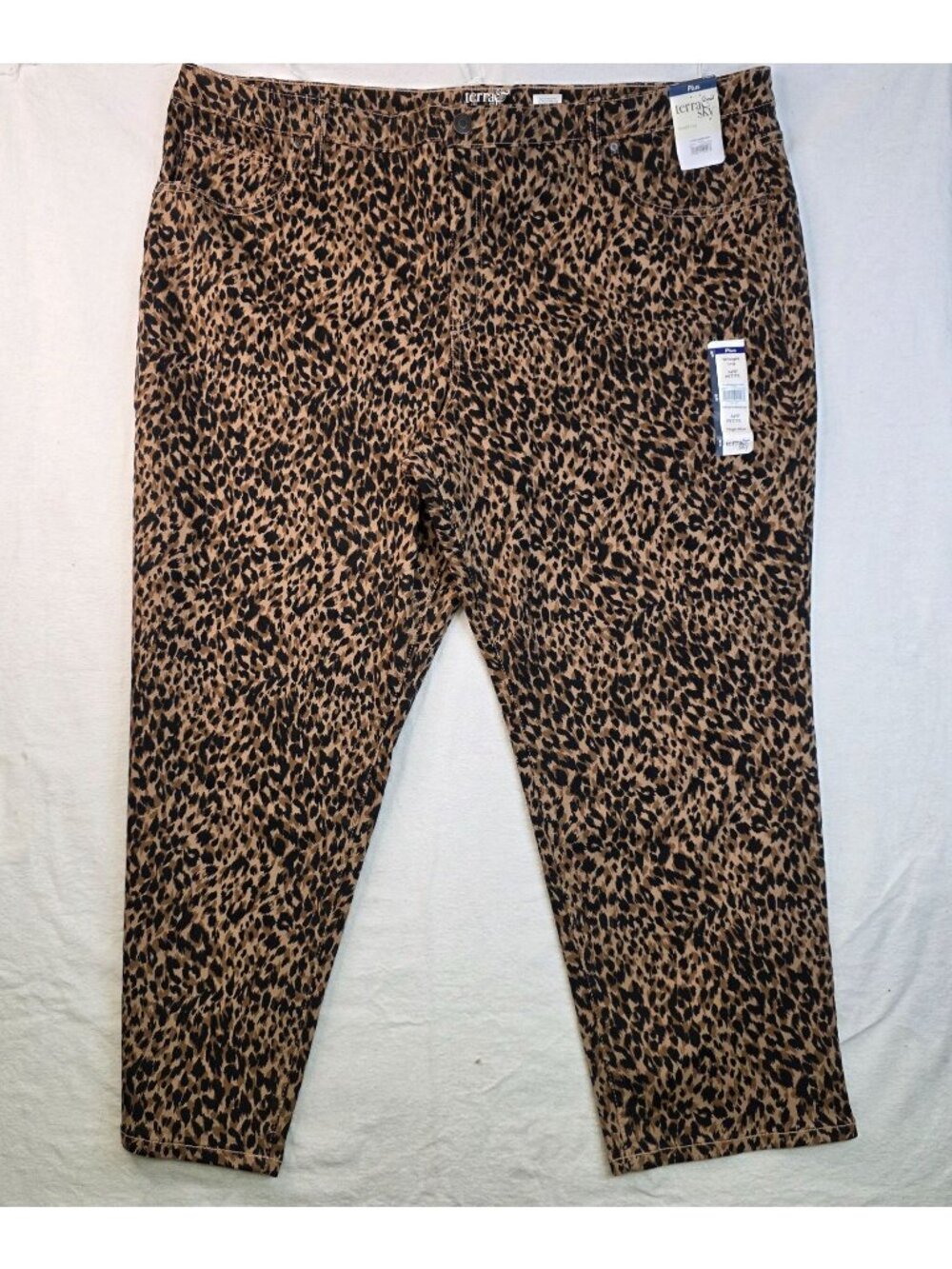 Terra & Sky Core Straight Denim Jeans 24WP Leopard Print Artsy Mob Wife Indie